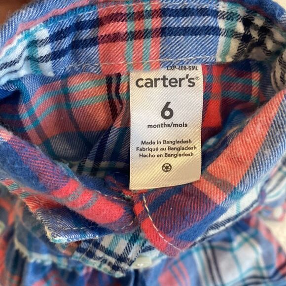 Carters long sleeve plaid peplum top 6M - Picture 3 of 3